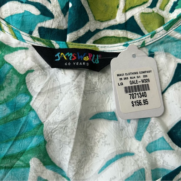 JAMS WORLD Women Size L Garden Isle Tropical Multi Green Hattie Tiered Dress. - Picture 6 of 11